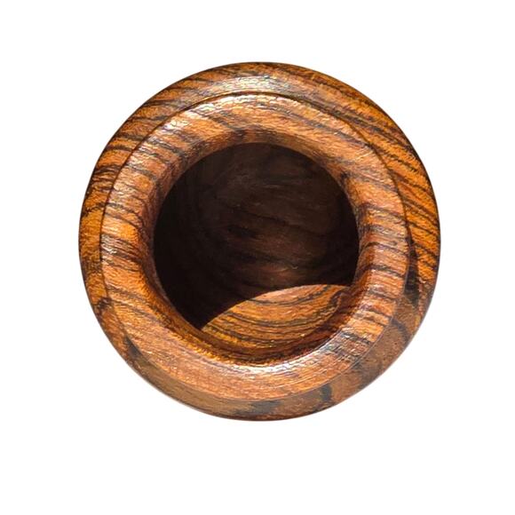 Handmade Toothpick Holder of Marquetry Pieced and Turned Wood - Picture 4 of 8